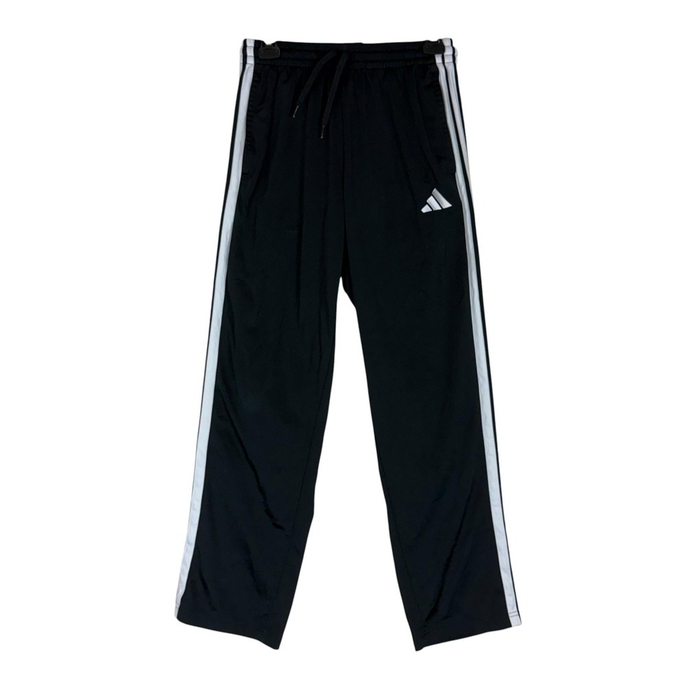 Adidas Pants Boys Medium Black Track 3 Stripe Elastic Waist Athletic Lightweight